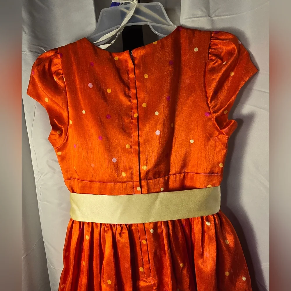 Charming Orange Polka Dot Kids Dress For‎ Easter
